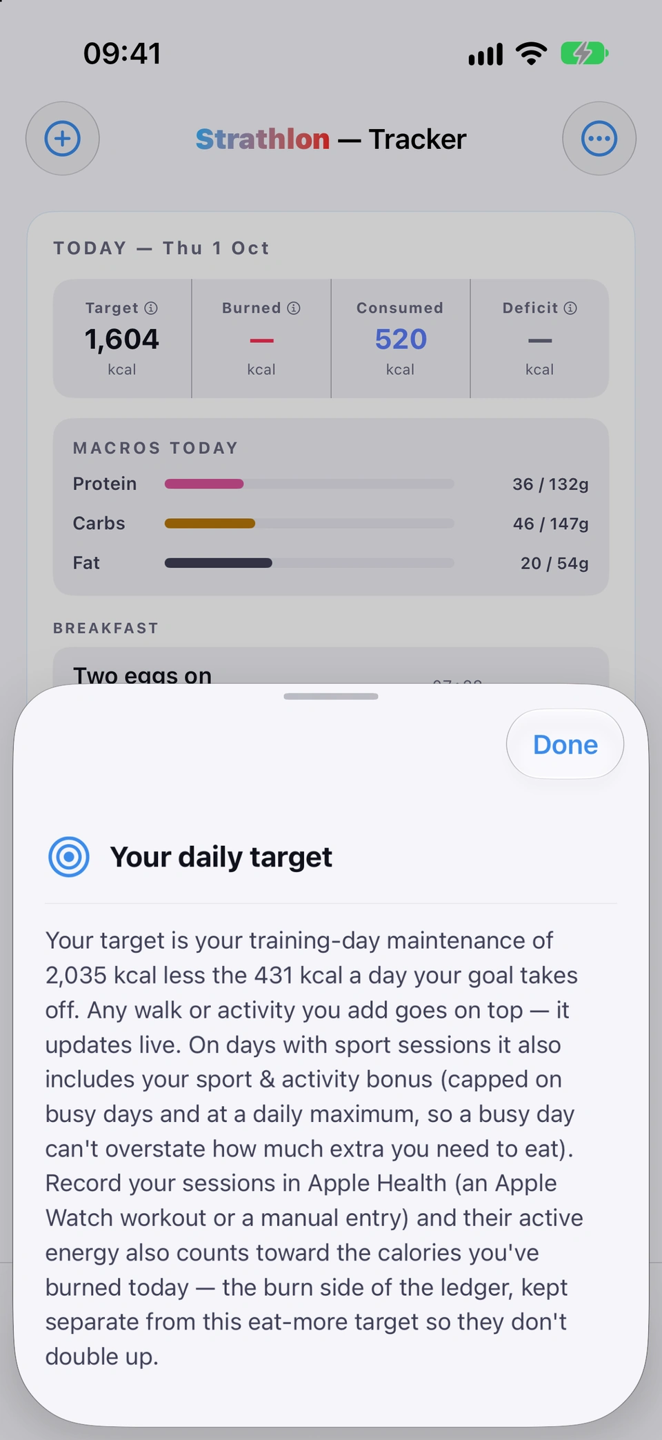 Info buttons (ⓘ): Tracker Target ⓘ explainer open.